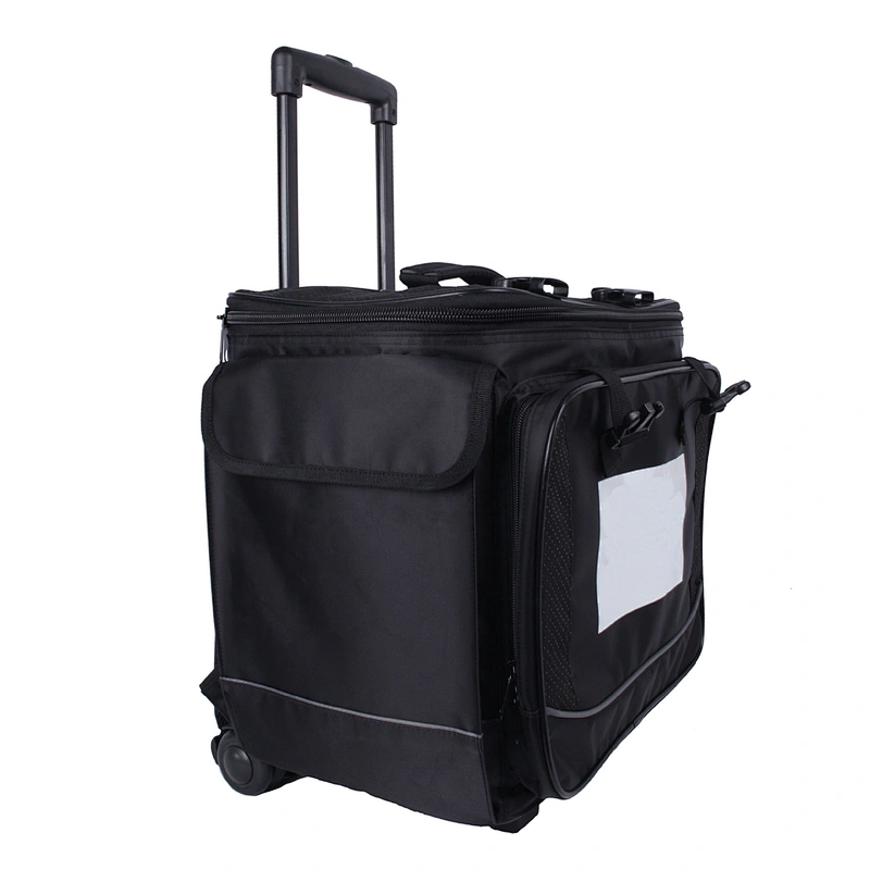 12 Bottle Insulated Wine Tote Case Wheel Travel Black  Cooler with Organizer