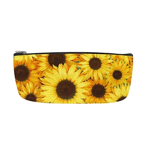 Pencil Case Floral Flower Sunflower Pattern Pencil Bag Pen Zipper Bag Pouch Organiser Makeup Brush Bag for Girls Stationery