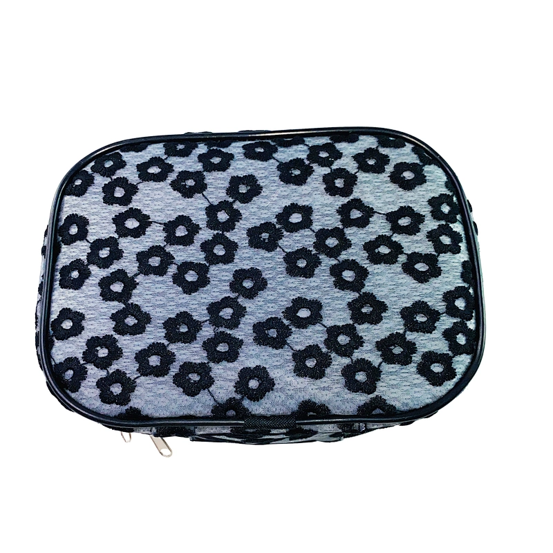 OEM/ODM Waterproof daisy embroidery Women Travel Makeup Organizer Cosmetic bag basket Case Bags with handles