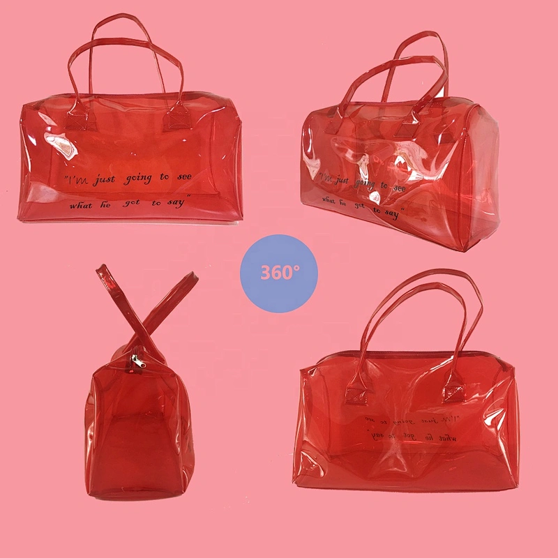2020 new Customize Transparent Holographic TPU Duffel Bag with Logo Factory Price for Clear PVC Hologram Pink Duffel Bag