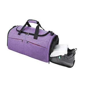Wholesale custom low moq vintage canvas PU leather trim tote shoulder bag mens weekend duffel travel bags
