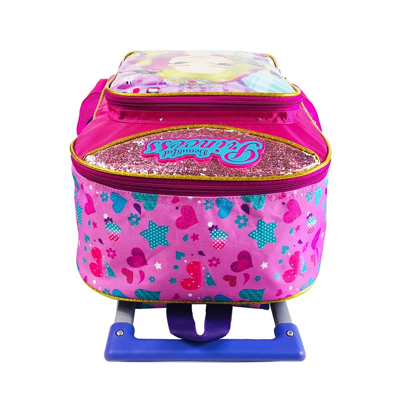 2021 trolley children school bags for girls School+Bags set Fashion Shiny Beautiful Princess trolley bag for kids