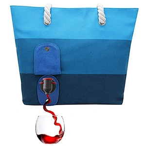 Fashionable functional soft cooler purse with Hidden Insulated Compartment Wine Tote Bag with or without the beverage pouch