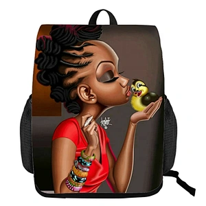 Fashion Afro Lady Girl backpack bag Africa Beauty Princess small kids backpack brown school rucksack teenager women africa bag