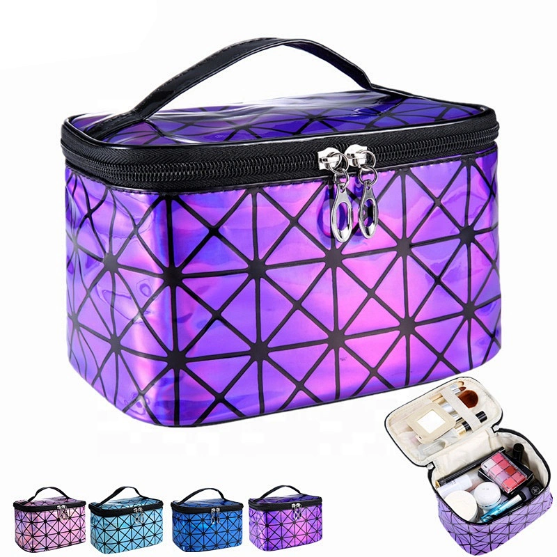 Custom logo Korea Style Hot Model 3D Laser Holographic Waterproof Big Capacity Tote Travel Holographic Cosmetic Bag