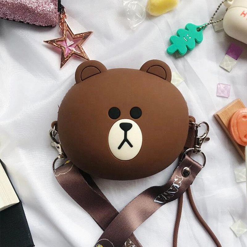 Cute Animal Women Girl Handbag Silicone Cartoon Mobile Phone Shoulder Bag Crossbody Wallet Purse