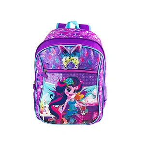 Popular factory high quality student backpack golden backpack kids children school bags for girls kids with fantasy fabric