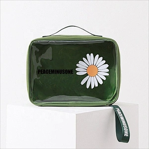 Low MOQ custom Logo clear transparent holographic makeup bag make up pouch pvc cosmetic bags for women