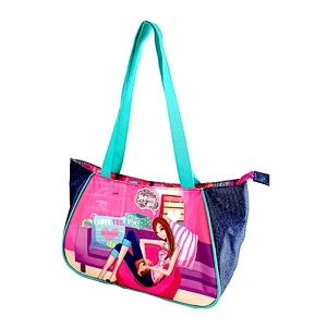 Lady Girls Fashion school Customized  Personalized Logo Style Time fashion handbag kids handbags Tote Bag for girl