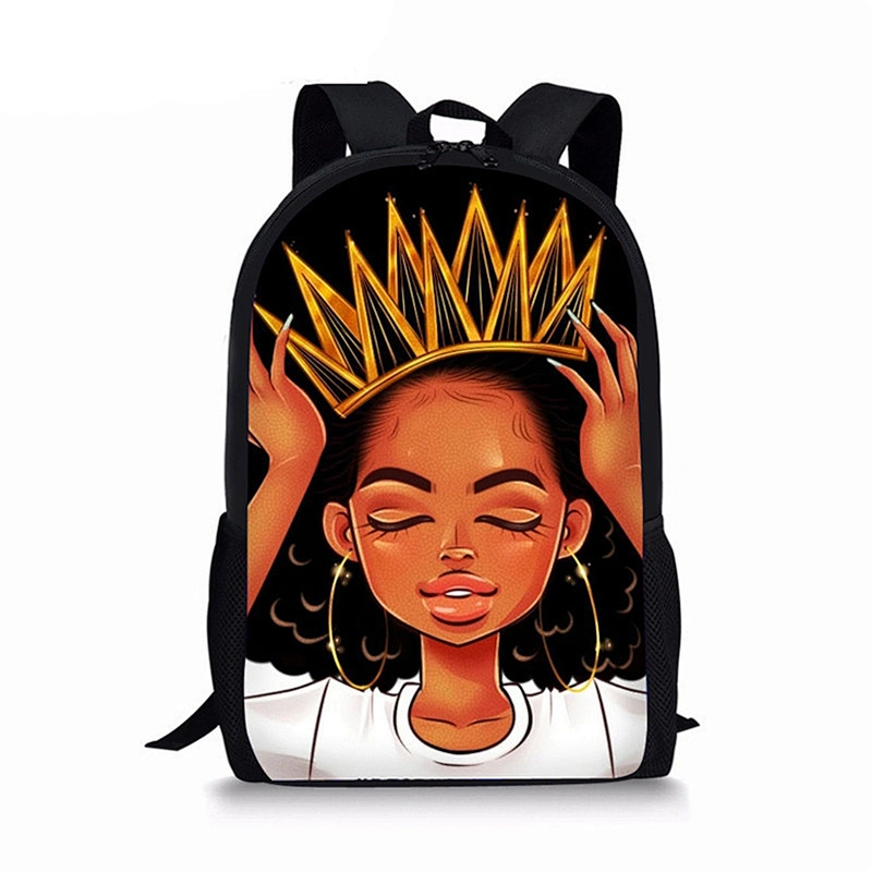 Custom black skin Backpack for African girls' primary school students  digital 3D printed backpack for children