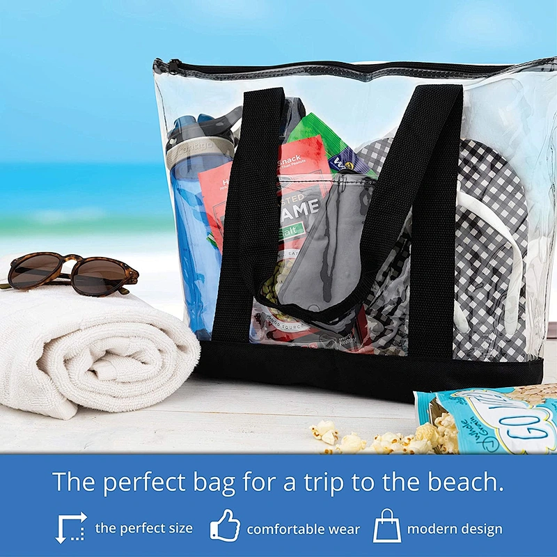 Large Clear Vinyl Tote Bags Beach Gym Shoulder Handbag Custom design PVC transparent handbag clear PVC duffel travel bag