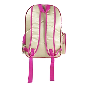 Durable custom high quality student bag backpack golden backpack leather children school bags for girls kids with fantasy fabric
