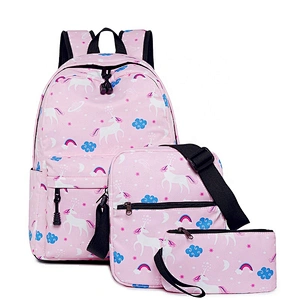 Wholesale cut cartoon schoolbags Kids book bag with lunch bag and pencil bag Unicorn backpack for kids girls