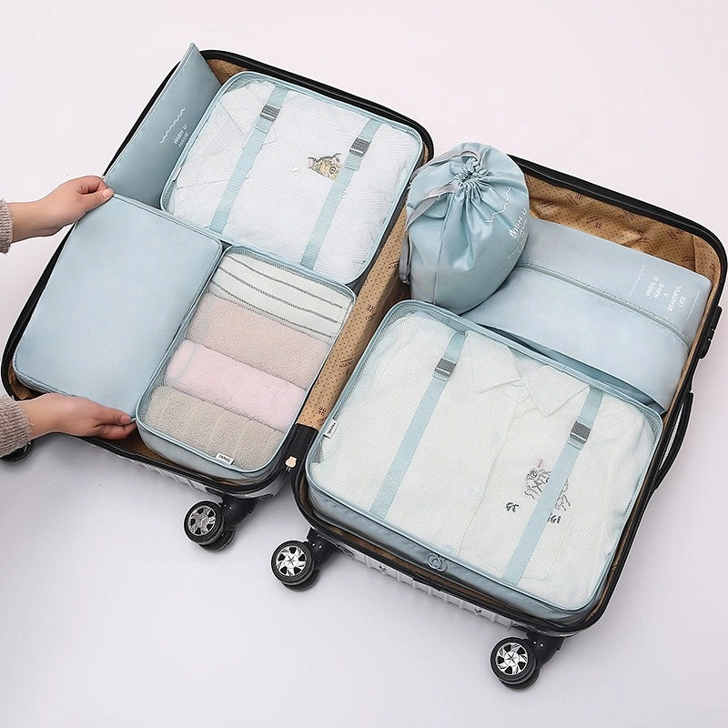 New Fashion Luggage Organizer High Quality Waterproof 7 pcs Travel Bag Packing Cube