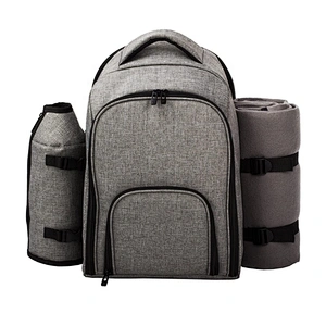 Waterproof Picnic bag Cooler Backpack for 4 Person with Cutlery Set Cooler Compartment Detachable Bottle Wine Holder Blanket
