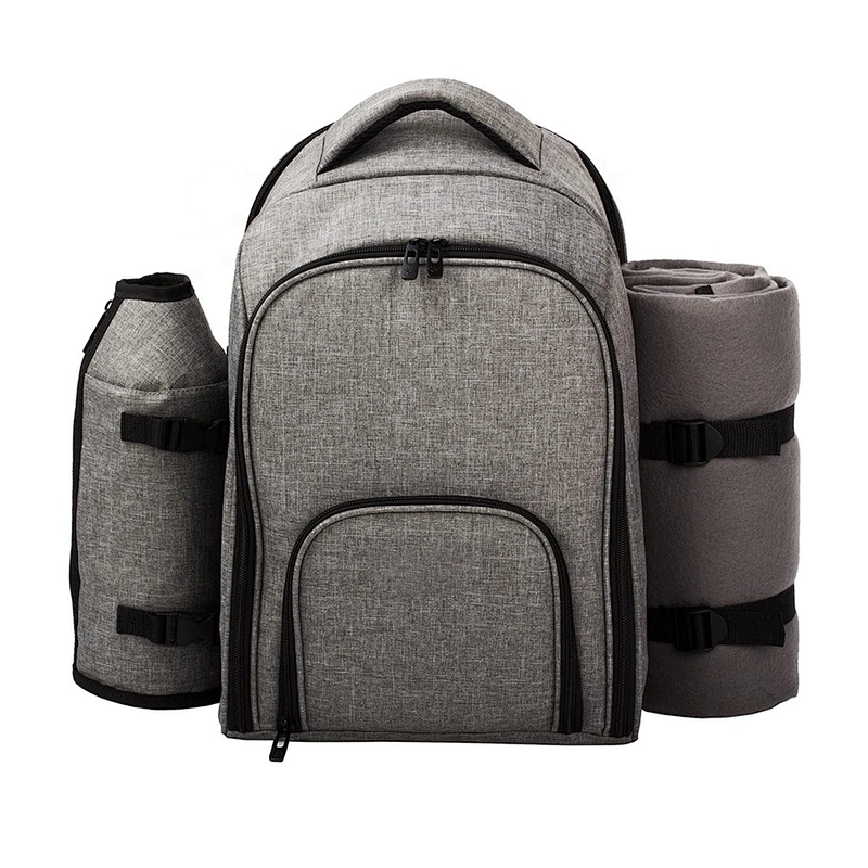 Waterproof Picnic bag Cooler Backpack for 4 Person with Cutlery Set Cooler Compartment Detachable Bottle Wine Holder Blanket