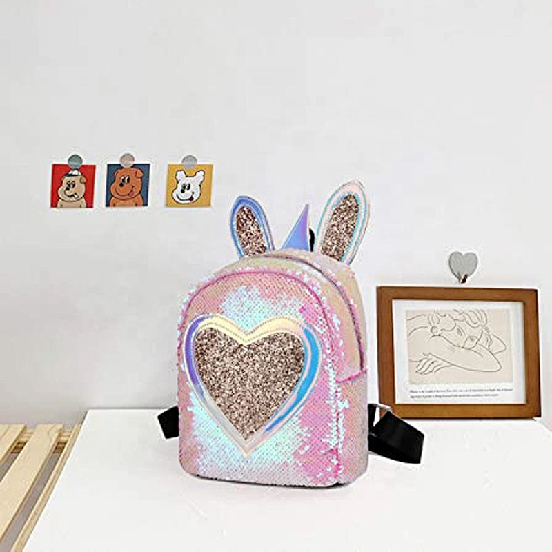 Kids Toddler Backpack Cute Mermaid Reversible Sequin Mini School Bag PU Leather Waterproof Backpack for Girls