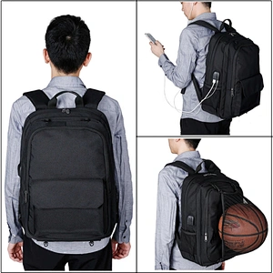 Anti-theft USB charging earphone hole men briefcase notebook bags business laptop backpack