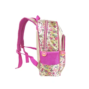 Popular factory high quality student backpack golden backpack leather children school bags for girls kids with fantasy fabric