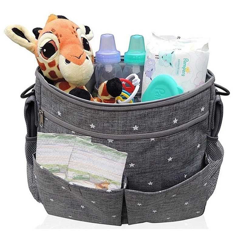 High Quality Trolley Deluxe Bag Factory Supply maternity mummy Baby Diaper Storage Stroller buckle Organizer shoulder Bag