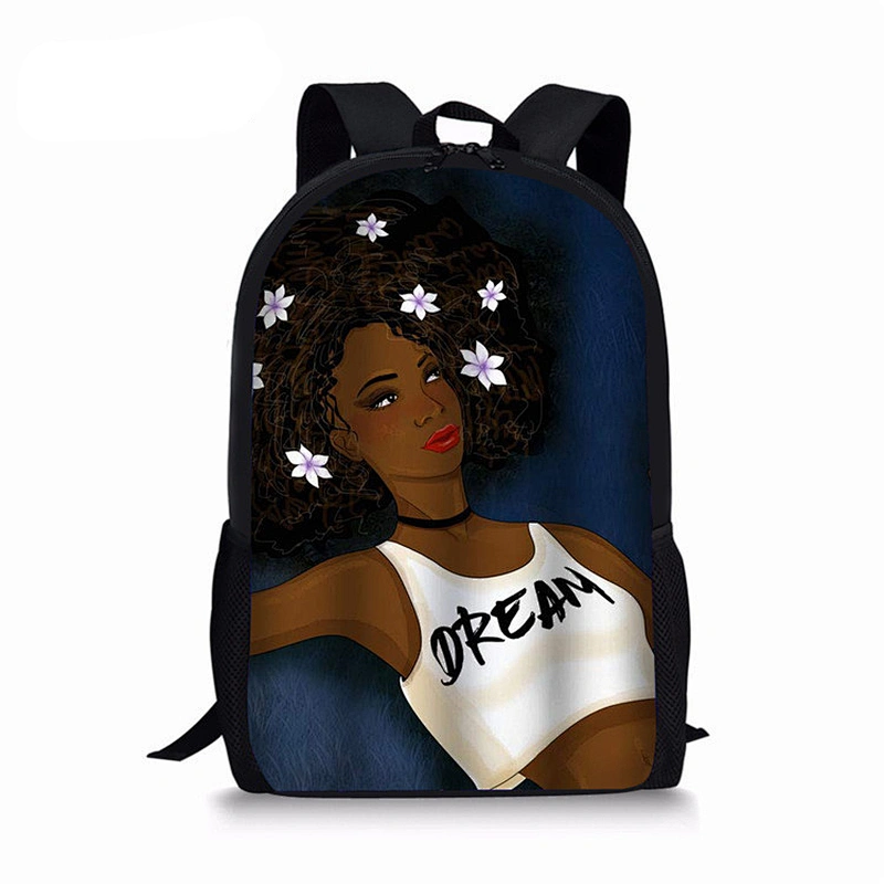 Customization  New African lady student backpack personalized fashion satchel for children African art backpack for children
