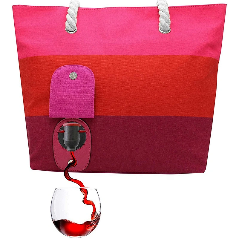 Fashionable functional soft cooler purse with Hidden Insulated Compartment Wine Tote Bag with or without the beverage pouch
