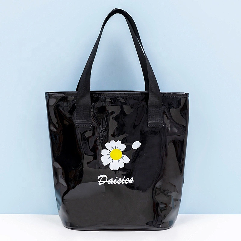 Wholesale Hot sale jelly shoulder bag with insert pouch large shopping tote PVC clear vinyl purse women beach bag shopping bag