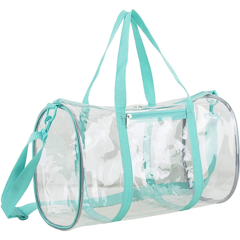 Customized Transparent PVC Duffel Beach Bag Handbag Women with Logo Factory Price for Clear PVC Pink Black Tote Duffel Bag