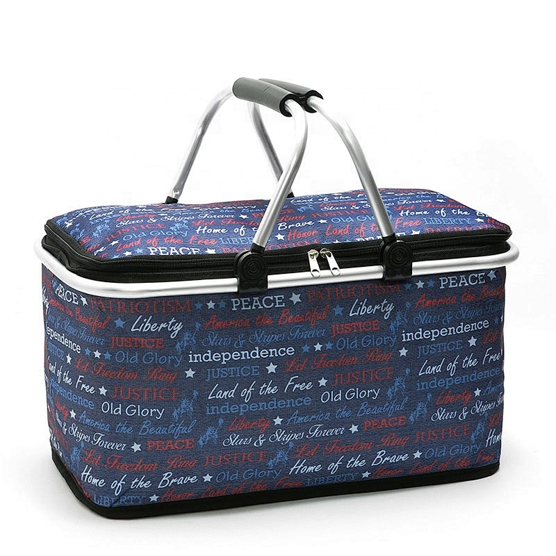 High Quality Portable Food Delivery Cooler Thermal Bag Collapsible Picnic Bag Folding Picnic Basket cooler bag