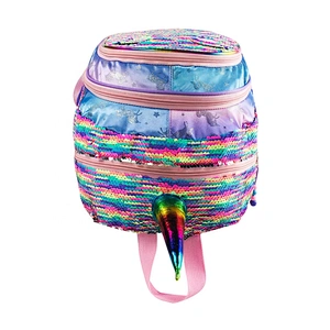 Girls Colorful Sparkling Sequin unicorn Backpack Magic Flip Reversible Sequin School Bag for kid children
