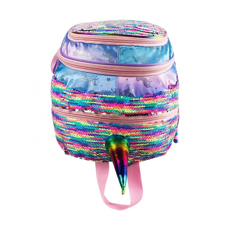 Girls Colorful Sparkling Sequin unicorn Backpack Magic Flip Reversible Sequin School Bag for kid children