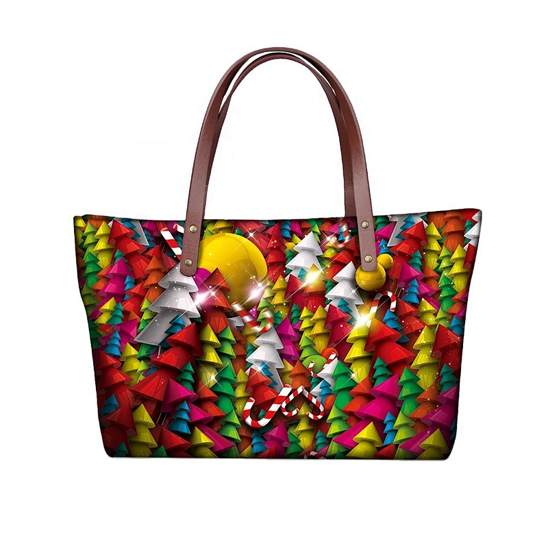 Christmas print women's satchel shopping bags shoulder bags