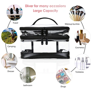Waterproof Large Portable Clear makeup organizer bag case transparent toiletry bag Luggage Pouch Travel Makeup Cosmetic Bags