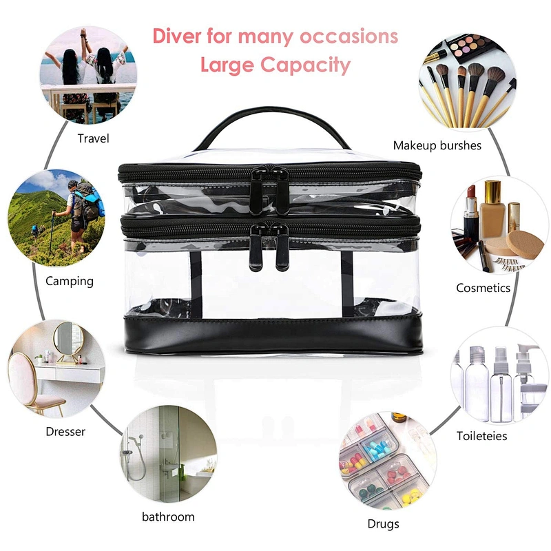 Waterproof Large Portable Clear makeup organizer bag case transparent toiletry bag Luggage Pouch Travel Makeup Cosmetic Bags