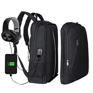 Anti-theft USB charging earphone hole men briefcase notebook bags business laptop backpack