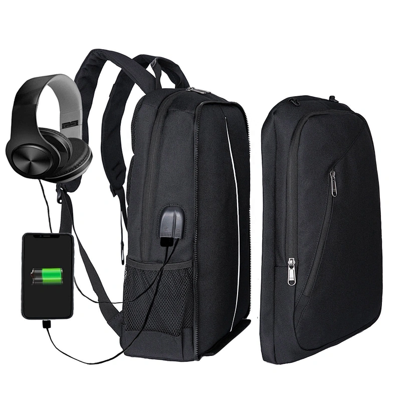 Anti-theft USB charging earphone hole men briefcase notebook bags business laptop backpack