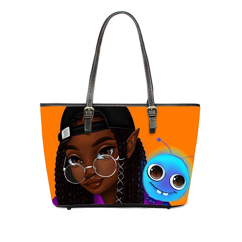 New PU bag lady satchel shoulder bag hand bag big wave African girls art handbag