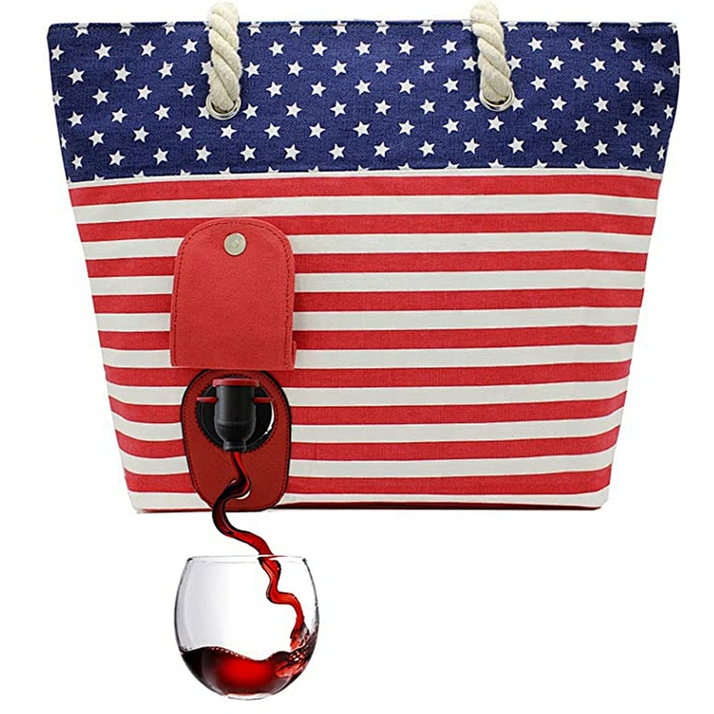Fashionable functional soft cooler purse with Hidden Insulated Compartment Wine Tote Bag with or without the beverage pouch