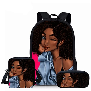 Children 3pcs/set School Bags for Kids Black Art African Girl Printing School Bag Teenagers Shoulder Bagpack Satchel bag