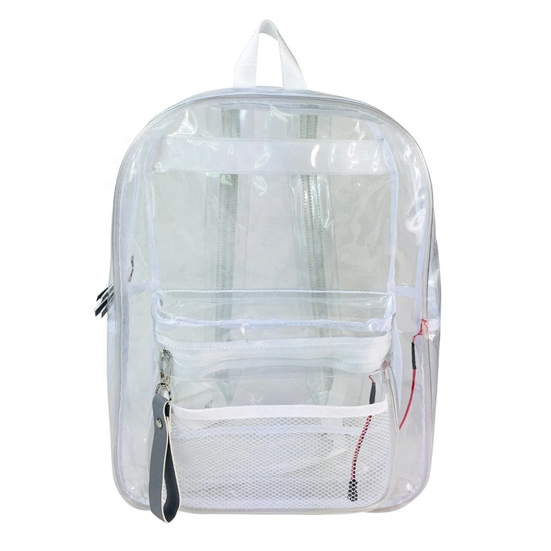 Custom Logo Clear PVC Backpacks bag Smooth Sports Clear Transparent pvc bag with flash light pipping