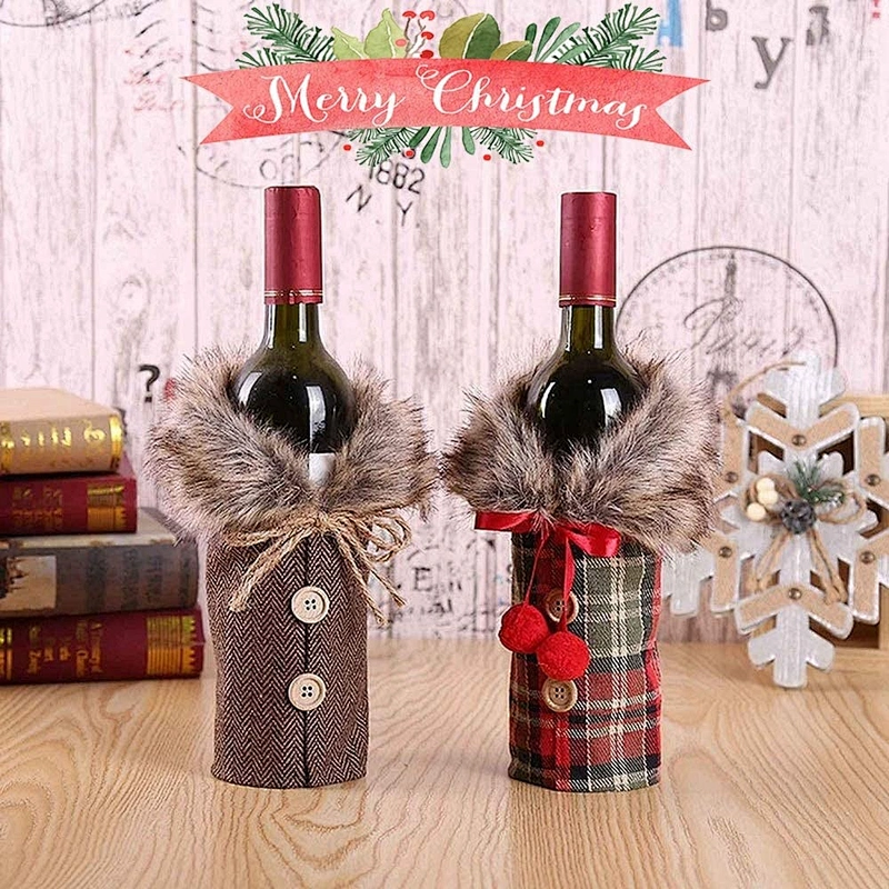 Christmas Wine Bottle Cover Bags Santa Wine Bottle Cover Gift Bag Christmas Dinner Party Xmas Christmas decoration supplies