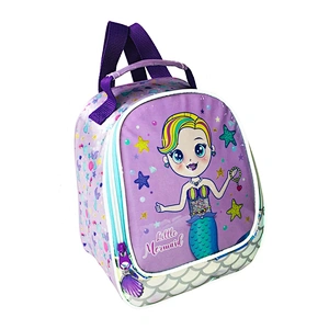 custom cartoon mermaid cooler tote bag portable food delivery lunch picnic box for school kids girls with reflective material