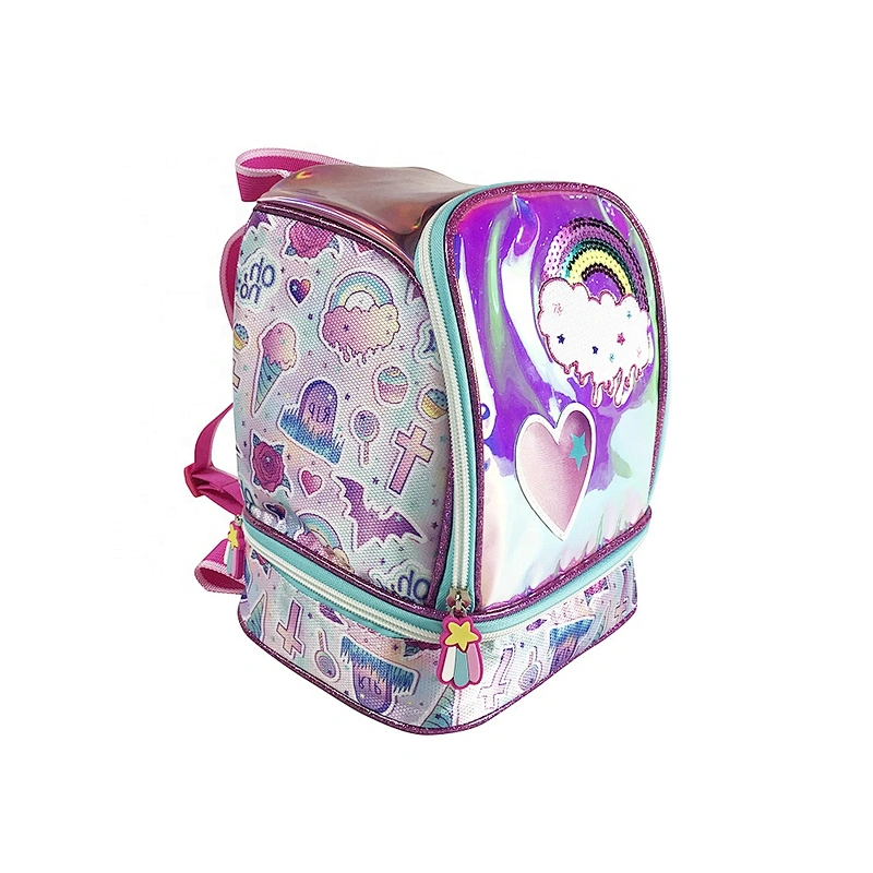 high quality cartoon waterproof holographic insulated cooler bag with custom logothermal insulation fabric for cooler bags