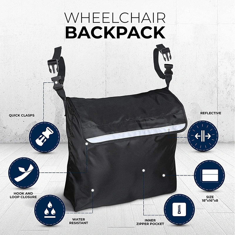 High quality Travel Messenger Backpack Portable Waterproof Nylon Wheelchair Backpack for Handicap and Elderly