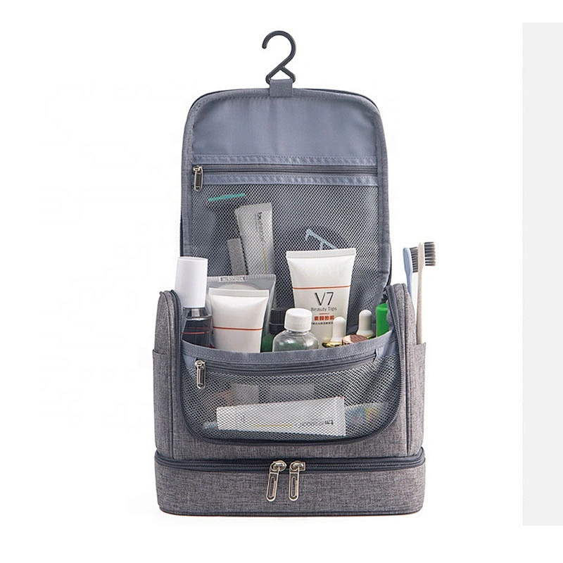 Custom fashion waterproof foldable large versatile clear set  travel New design polyester wash toilet bag
