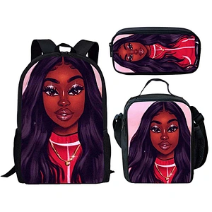 Hot Selling Africa Beauty Princess Fashionable School Bags For Girls Casual Kids School Backpack Set Exclusive Designer Bookbags