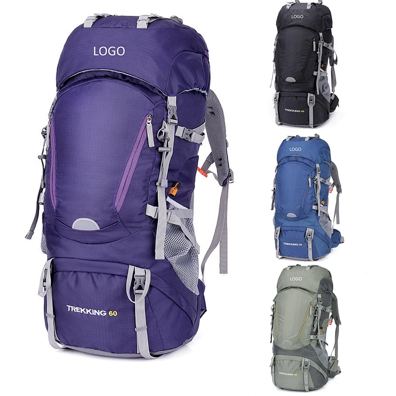 Waterproof 60/65 Liter hiking backpack travel bag with Rain Cover for Outdoor Camping premium material  mountaintop backpack