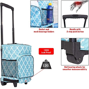 Outdoor travelling large compartment custom insulated trolley picnic cooler bag with wheels