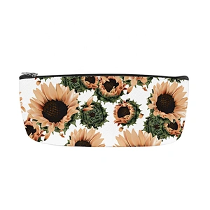 Pencil Case Floral Flower Sunflower Pattern Pencil Bag Pen Zipper Bag Pouch Organiser Makeup Brush Bag for Girls Stationery