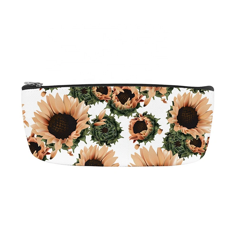 Pencil Case Floral Flower Sunflower Pattern Pencil Bag Pen Zipper Bag Pouch Organiser Makeup Brush Bag for Girls Stationery